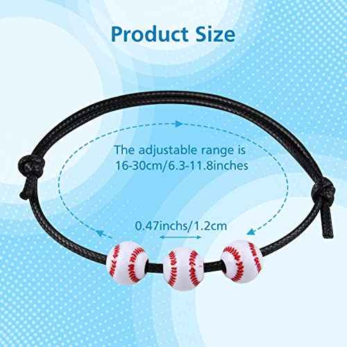 MIAHART 24 Pcs Ball Bracelet Adjustable Baseball Bracelet Sports Theme Bracelets Sports Party Favors