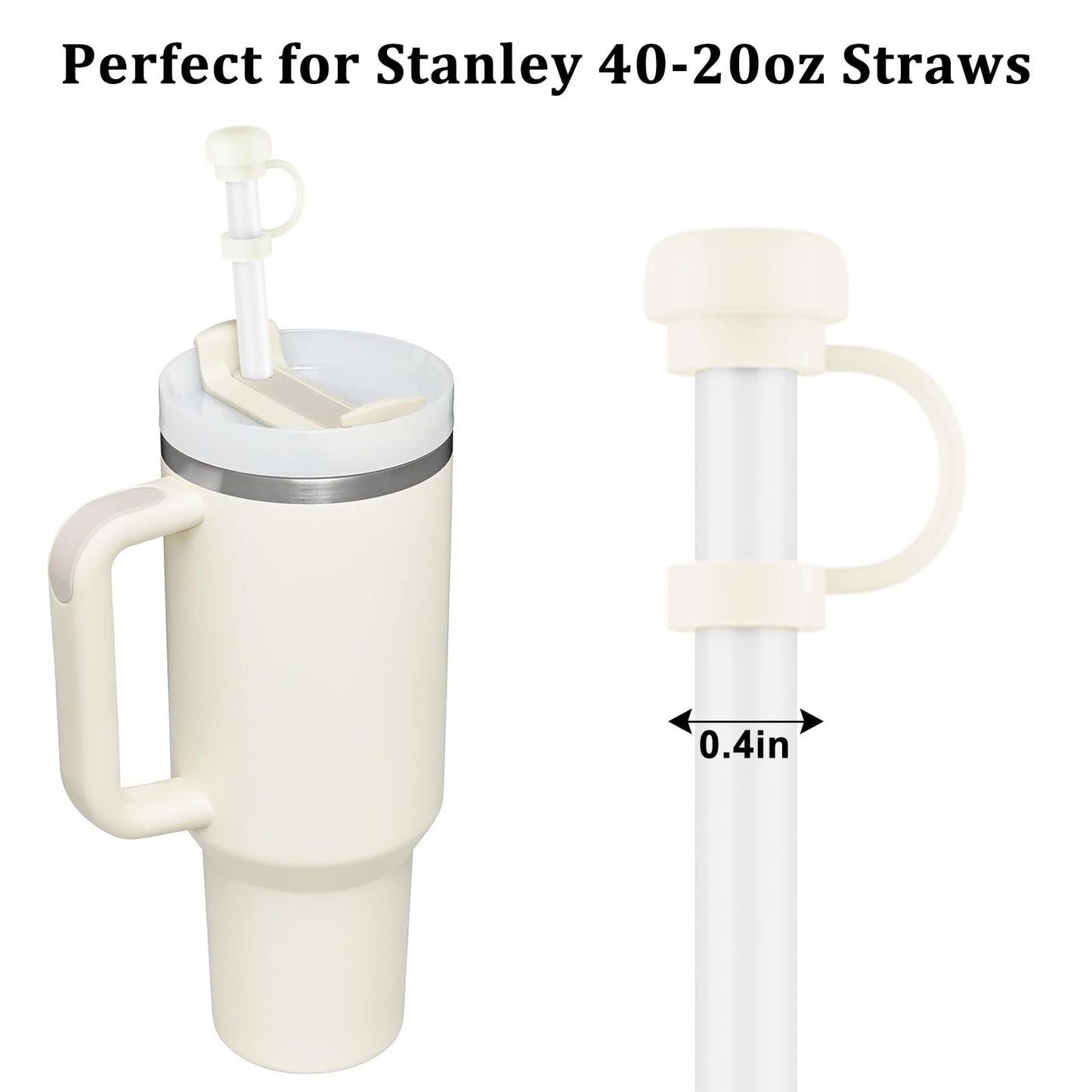 4 Pcs Straw Covers for Stanley Cup 40-20 oz, 0.4 inches Silicone Straw Cover Caps, Stanley Cups Accessories, Dust-proof and leak-proof