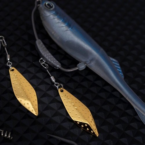 BKK TITANDIVER Gold Swimbait Hook | 3/0 | 1/8oz | 2-Pack | 2X |Needle Hook Point | Super Slide Coating | Fixed Lead | Removable Teaser Blade | Locking Spring | Weedless Fishing