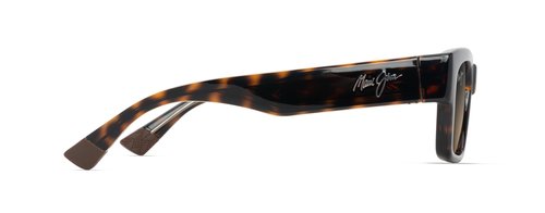 Maui Jim Kenui Rectangle Sunglasses, Shiny Dark Havana W/Trans Yllw/Hcl Bronze Polarized, Medium