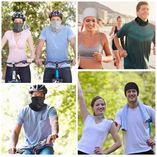 Geyoga 6 Pieces Summer UV Protection Cooling Neck Gaiter Face Clothing Neck Gaiter Mask Scarf Sunscreen Breathable Bandana