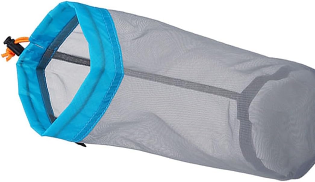 Mesh Stuff Sack Light Weight Nylon Mesh Drawstring Storage Bag for Travelling Hiking Camping Stuff Storage(Orange M)