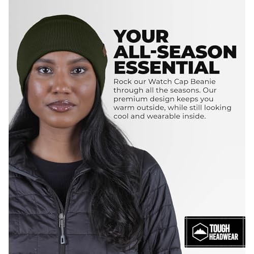 Tough Headwear Cuff Beanie Hat - All-Season Winter Cap - Stretch Fit Women & Mens Beanie - Durable Knit Unisex Winter Caps