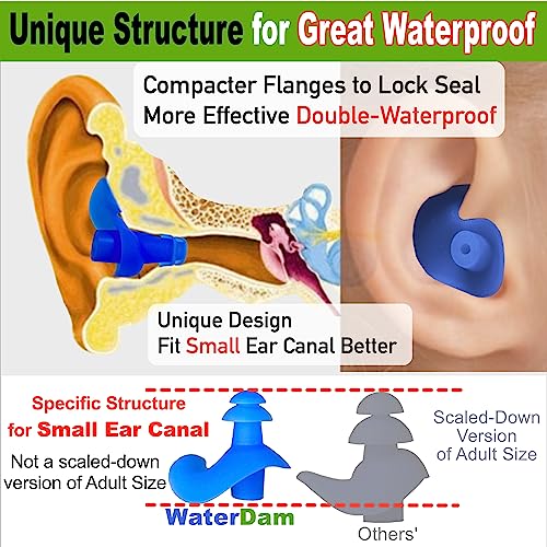 WaterDam A-Series Swimming Ear Plugs - Size 1A+1 Toddler & Kids Waterproof Ear Protection