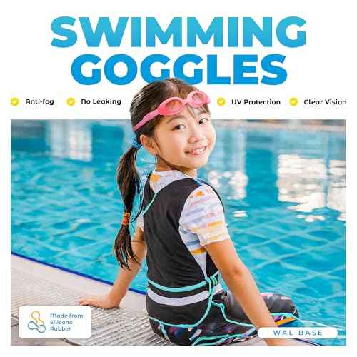Kids Swimming Goggles, Soft Silicone Rubber, Leak-Proof Durable & Flexible,with Breathable Soft Case