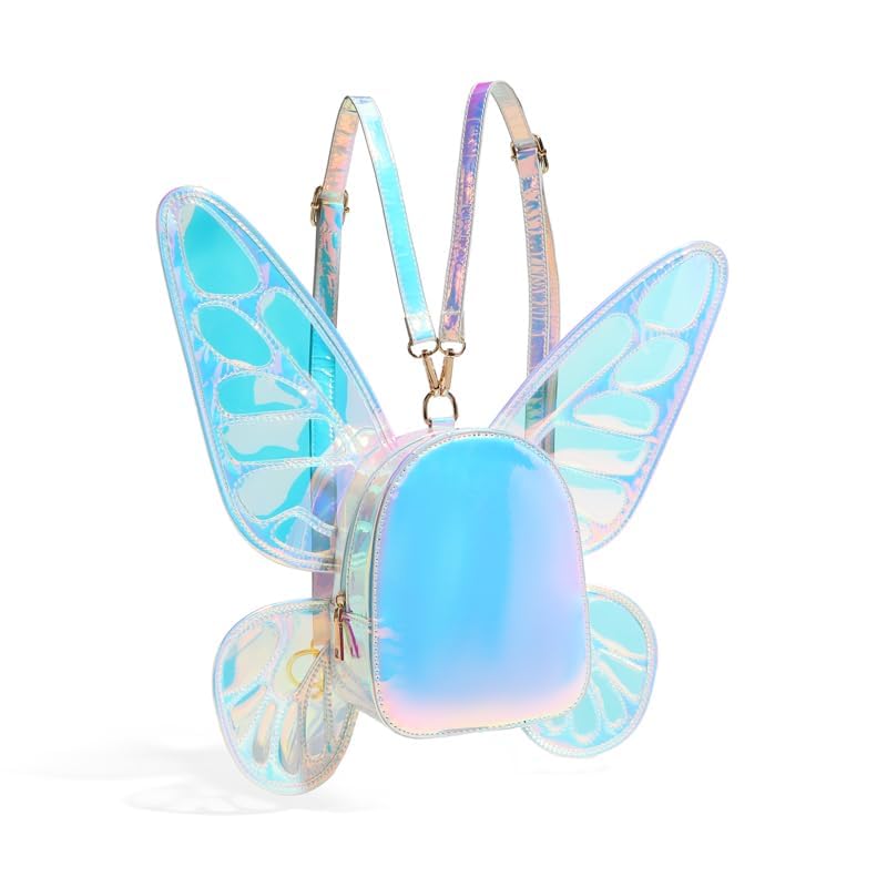 NAYNEFUW 2025 Ladies Laser Holographic Butterfly Girlish Leisure Backpack (Laser Blue)
