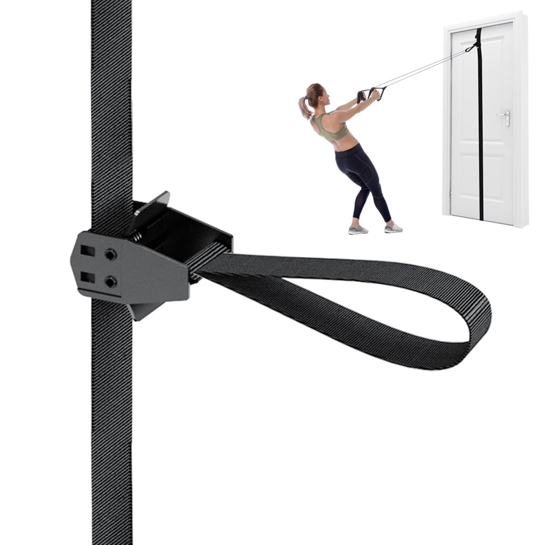 FITKIT Door and Wall Moveable Anchor Straps with Adjustable Multi Point for Resistance Bands, Workout Attachment for Home Gym, Fits 6-8 ft Doors
