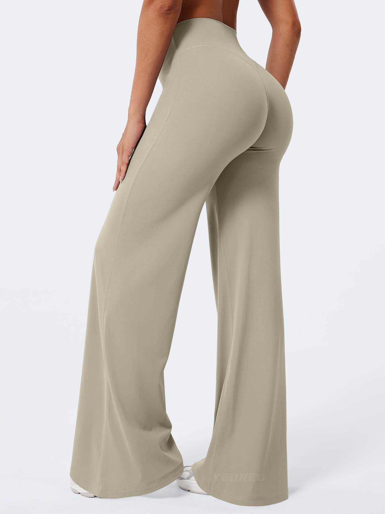 YEOREO Workout Leggings Womens No Front Seam Straight Leggings 35" High Waist Buttery Eddiy Gym Yoga Pants Light Sand XS