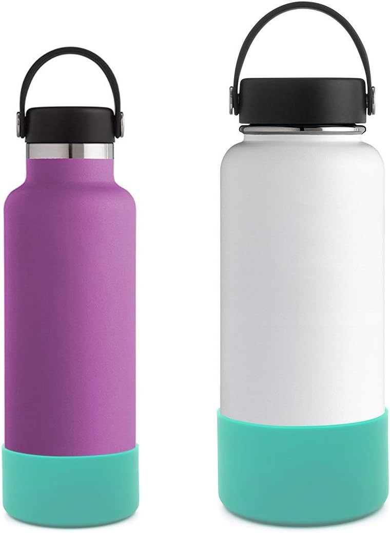 Flaskars Protective Silicone Boot for 12oz - 40 oz Hydroflask Water Bottles Anti-Slip Bottom Stanley Sleeve Cover Bumper (Black, Fits Hydroflask 32 and 40 OZ)