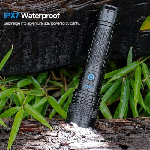 High Lumens Rechargeable LED Flashlight 99,000 Lumens Waterproof 2 Pack