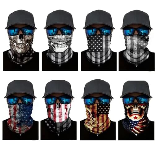 8PCS Neck Gaiter Balaclava Bandana Face mask, Sun Wind protection, Cycling, Running, Hiking Sports, for Men & Women