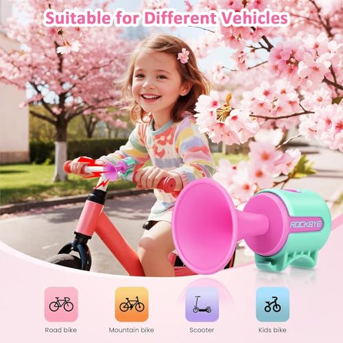 Pink Electric Bike Horn 120dB Loud Bicycle Bell with 3V Battery - Easy Install