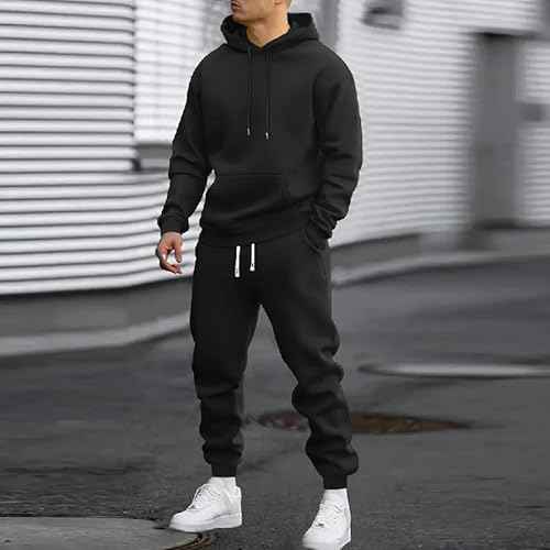 Mens Track Suits 2 Piece Set Long Sleeve Hoodies and Sweatpants Cotton Sweatsuits Sets Athletic Training