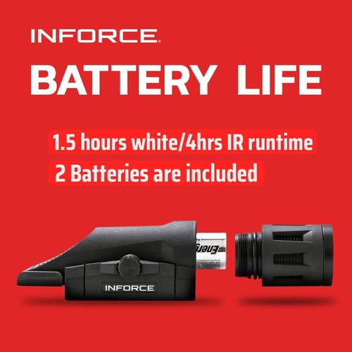 INFORCE 400 Lumens WML White/IR Gen2 Gun Mounted Light with Black Body W-05-2 and MAG PUL M-LOK 2.5in 5 Slot Polymer Rail