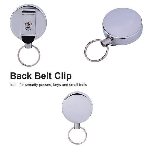 RiToEasysports Retractable Key Ring, Portable Retractable Belt Clip Key Ring with 60cm Stainless Steel Rope