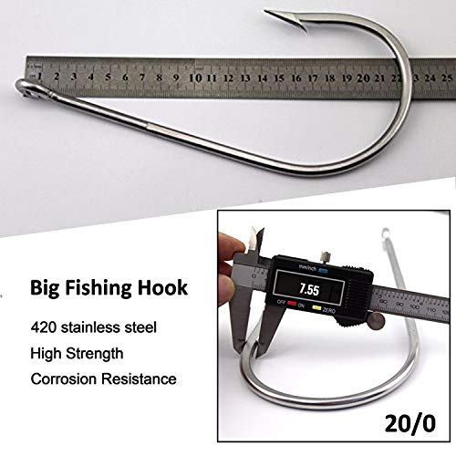 Saltwater Giant Shark and Alligator Hooks 20/0 Stainless Steel Big Game Fishing Hooks - 1 Piece