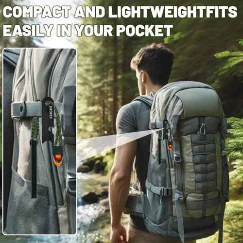 Fire Starter Ferro Rod, 4 Inch Flint and Steel Survival Kit, Flint Fire Starter for Camping and Hiking, 6-in-1 Emergency Survival Fire Steel, Magnesium Fire Starter | Hkoper