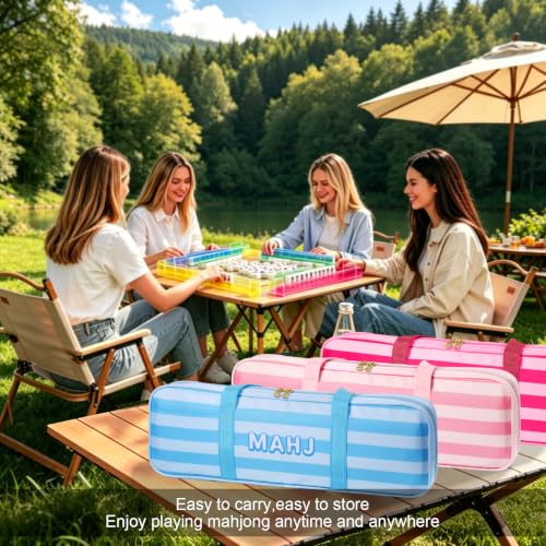 Mahjong Rack Storage Bag with 4 Compartments and Front Pocket - Red