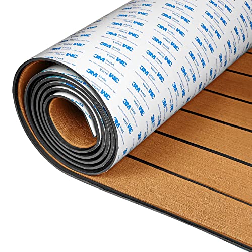 Boat Flooring EVA Foam Mat Brown with Black Seam Lines 96"L x 16.8"W - 11.2 sq ft