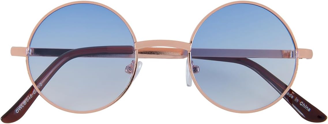 OWL Round Sunglasses Metal Frame Hippie Sunglasses UV400 Polycarbonate Circle Lens John Lennon Sunglasses for Men Women