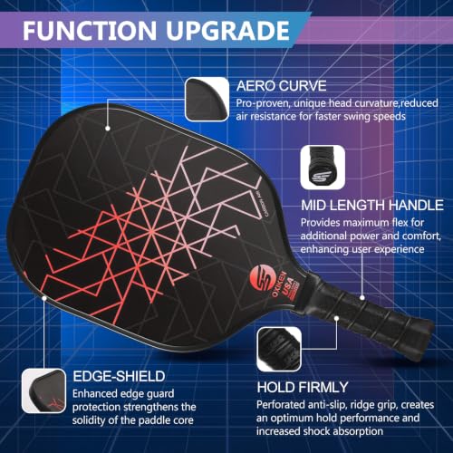 Coral Pickleball Paddles Set of 2 USAPA Approved - Lightweight, Durable