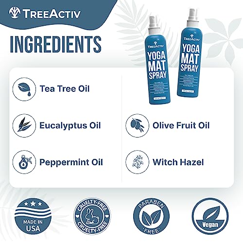 Yoga Mat Cleaner Spray with Tea Tree Oil - All-Purpose Gym & Exercise Equipment Freshener - 4 fl oz