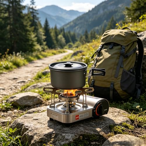 Lightweight 2.1Qt Camping Pot with Foldable Handle - Hard Anodized Aluminum