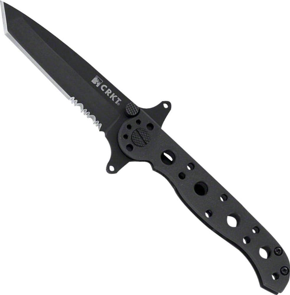 CRKT M16-10KZ EDC Folding Pocket Knife: Everyday Carry, Black Serrated Edge Blade, Tanto, Automated Liner Safety, Nylon Handle, Pocket Clip