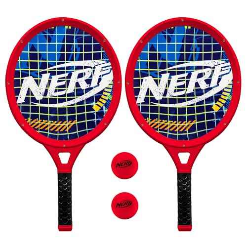 Nerf Small Driveway Tennis Set for Kids - 2 Player Kids Tennis Set - Rackets and Foam Ball - Indoor + Outdoor - (2) Rackets + Foam Ball Included