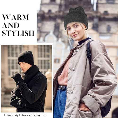 Beanies for Men Women 2 Pack Fall Winter Men's Hats Unisex Warm Knit Skullies Beanies Soft Ski Caps