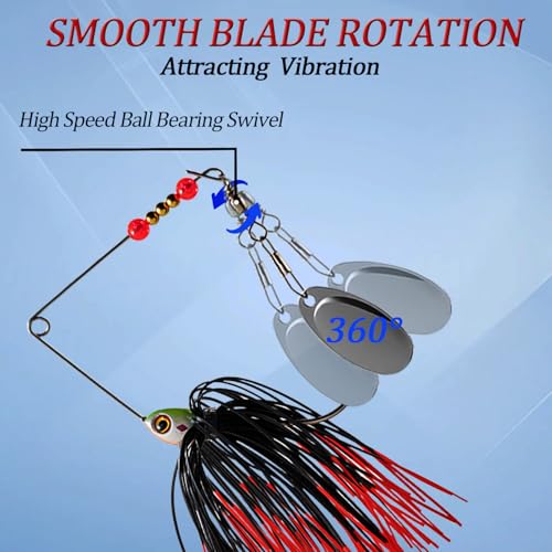 Richary 6Pcs Spinnerbait Fishing Lures Set for Bass Pike Freshwater