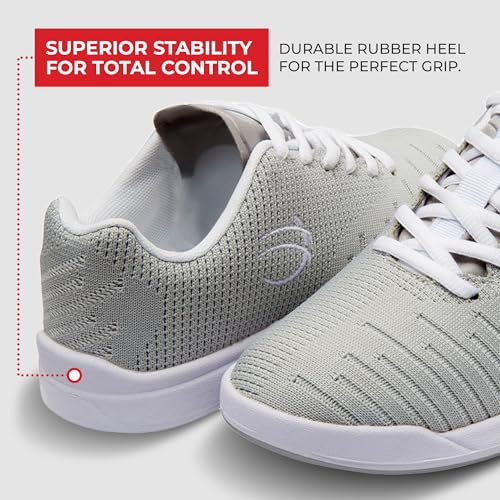 Women's Bowling Shoes - Lightweight with Cushioned Support, Grey + Purple, Size 7