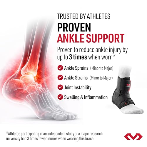 Medium Black Lace-Up Ankle Support Brace with Side Stabilizers for Sports and Recovery