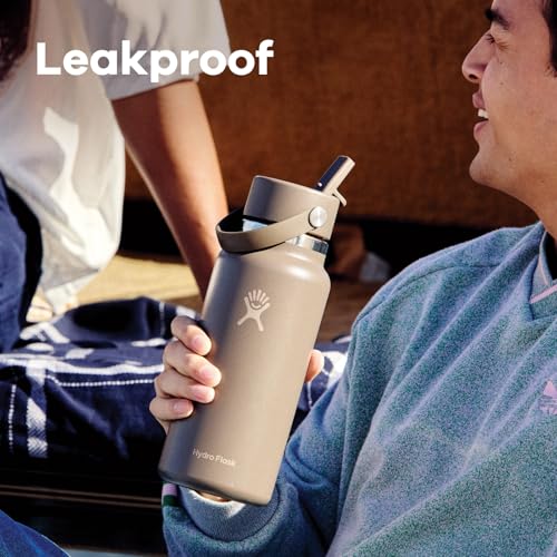 32 Oz Wide Mouth Insulated Water Bottle with Leakproof Flex Straw Cap