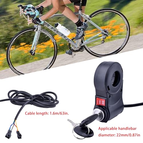 Universal 12V-96V Anti-Theft Ebike Key Ignition Switch with 3 Speed & Key Lock - 2-in-1