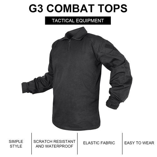 SINAIRSOFT G3 Tactical Shirt with Knee Pads,Airsoft Paintball Hunting Outdoor T-Shirt,Combat Army Long Sleeve BDU Shirt Top
