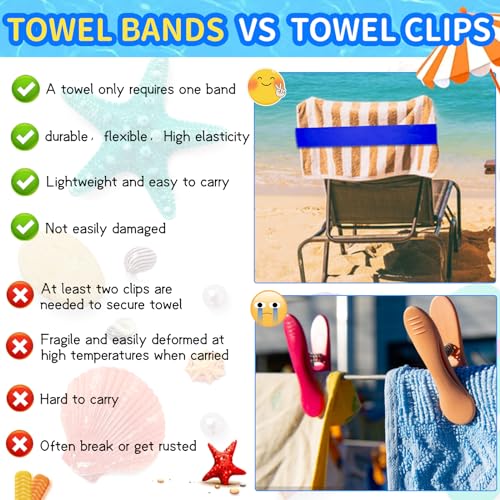8 Pack Beach Towel Bands Stretchable for Cruise Chairs, Beach Band for Pool, 2025 Must Haves Cruise Accessories, Perfect Alternatives for Pool Lounge Chair Towel Clips