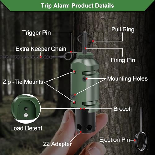 Perimeter Trip Alarm - 12 Gauge Camping Wire Alarm System with Screws - Dark Green (Variation 1)