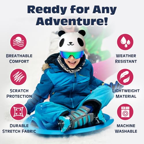 YCONNECT Ski Helmet Cover - for Helmets of Ski, Snowboard, Skateboard, Bicycle - Knitted Helmet Covers for Skiing, Paragliding - Fun Funny Gifts for Kids & Adults (Black Dinosaur