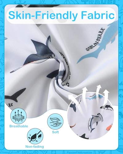 Boys Swim Trunks Compression Liner Swimsuit Shorts - Shark, 10-12 Years