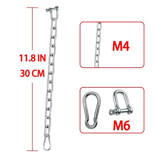 KNUOPYT Heavy Duty Stainless Steel Chain 550LB Capacity for Hanging Shooting Targets Punching Bags, Including 2 Chain, 2 D-Shackle, 2 Carabiners (4MM, Thicknee)
