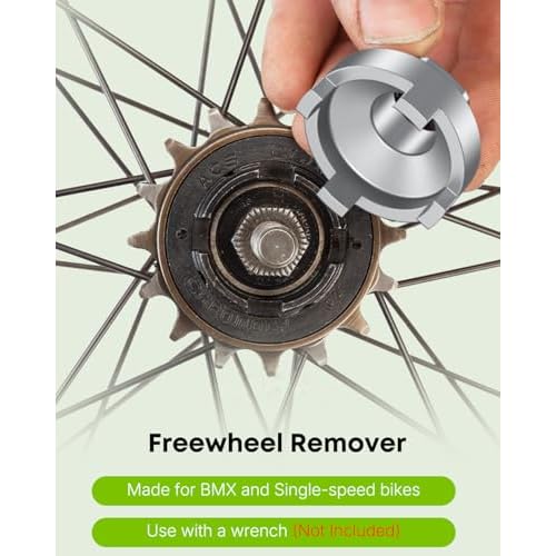 Pawfly Bike Single Speed Freewheel Removal Tool with Sprocket & Chain Cleaning Brushes, 4 Notch Sprocket Puller Tool, BMX Bicycle Freewheel Remover, One-Speed Freewheel Disassembly Tool, Silver