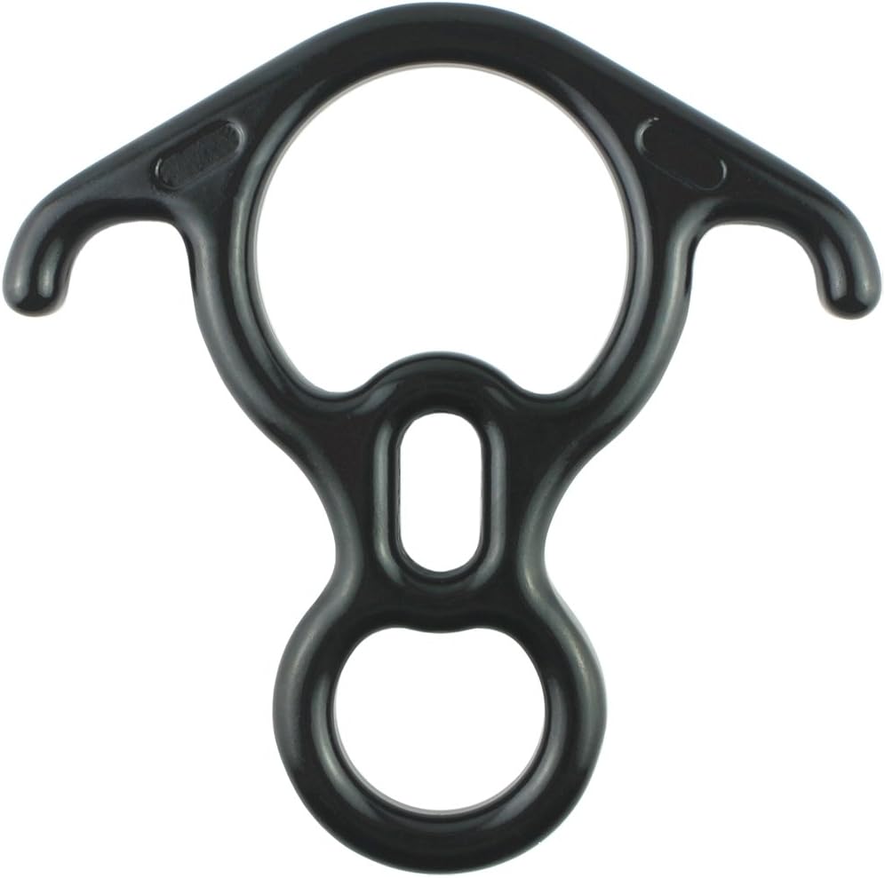 PROND Terminal 8 Descender, Rescue Figure 8 Descender with Lock Off Ears, 50KN Aluminum Alloy Bent-Ear Descender for Climbing Rescuing Or Escaping Descender, Climbing Belay & Rappel Equipment