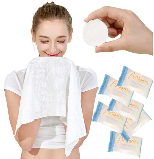 QUALIALL Premium Extra Large and Thick (23.6" X 11.8") Pure Cotton Disposable Washcloths, Portable Travel Towels Wash Cloth for Camping Hiking Backpacking or Traveling