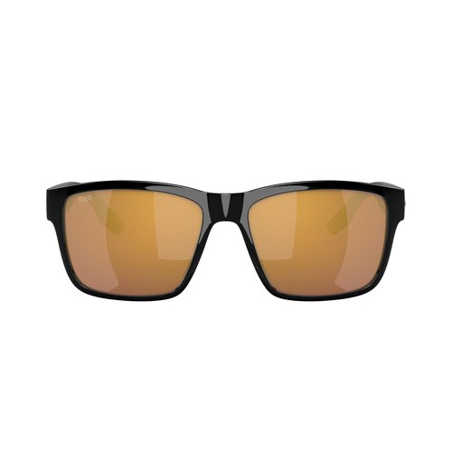 Costa Del Mar Sunglasses for Men - Paunch Mens Polarized Sunglasses - Fishing, Boating & Beach UV Protection - Size 57 - Black/Gold Mirror 580G