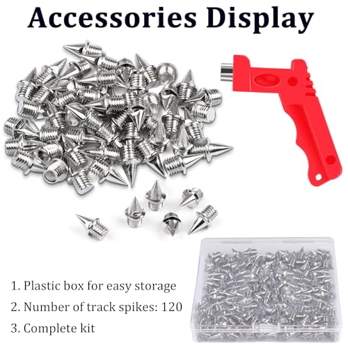 Silvery 120PCS 1/4 Inch Track Shoe Spikes Replacement with Wrench for Running