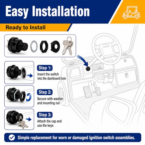 Golf Cart Ignition Switch with Keys for Club Car Precedent 2004+ and Tempo 2018+