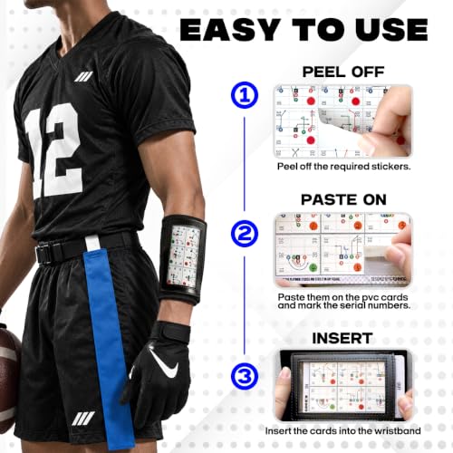 Inwerk Youth Football Wrist Bands with Tactical Stickers - 5 Pack, Black