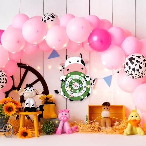 Cow Dart Board Game Set for Kids and Adults - Farm Party Favors 31x24 - Variation: Cow