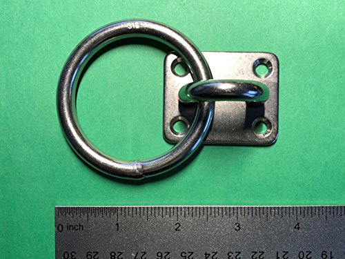 Marine Grade Stainless Steel Square Pad Eye with Ring 5/16" 8mm 50x40mm